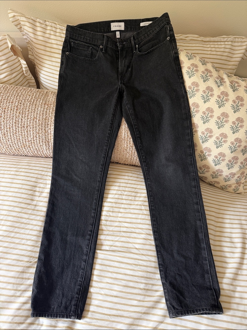 Frame Denim Black Slim Straight Jeans